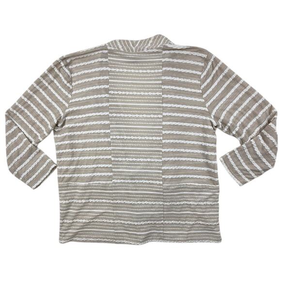 Chicos Cardigan Womens XL Ivory Beige White Striped Long Sleeve Open Drape Front - Picture 8 of 11